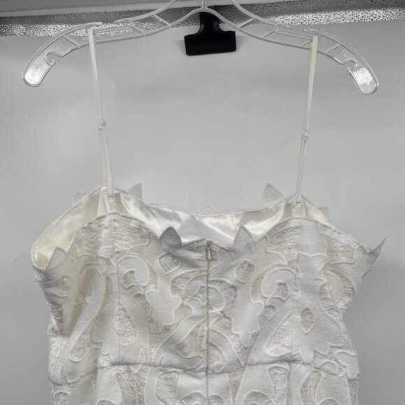 BARDOT Womens Lace Midi Sheath Dress Spaghetti Straps White Size 12 Zip - Picture 6 of 9